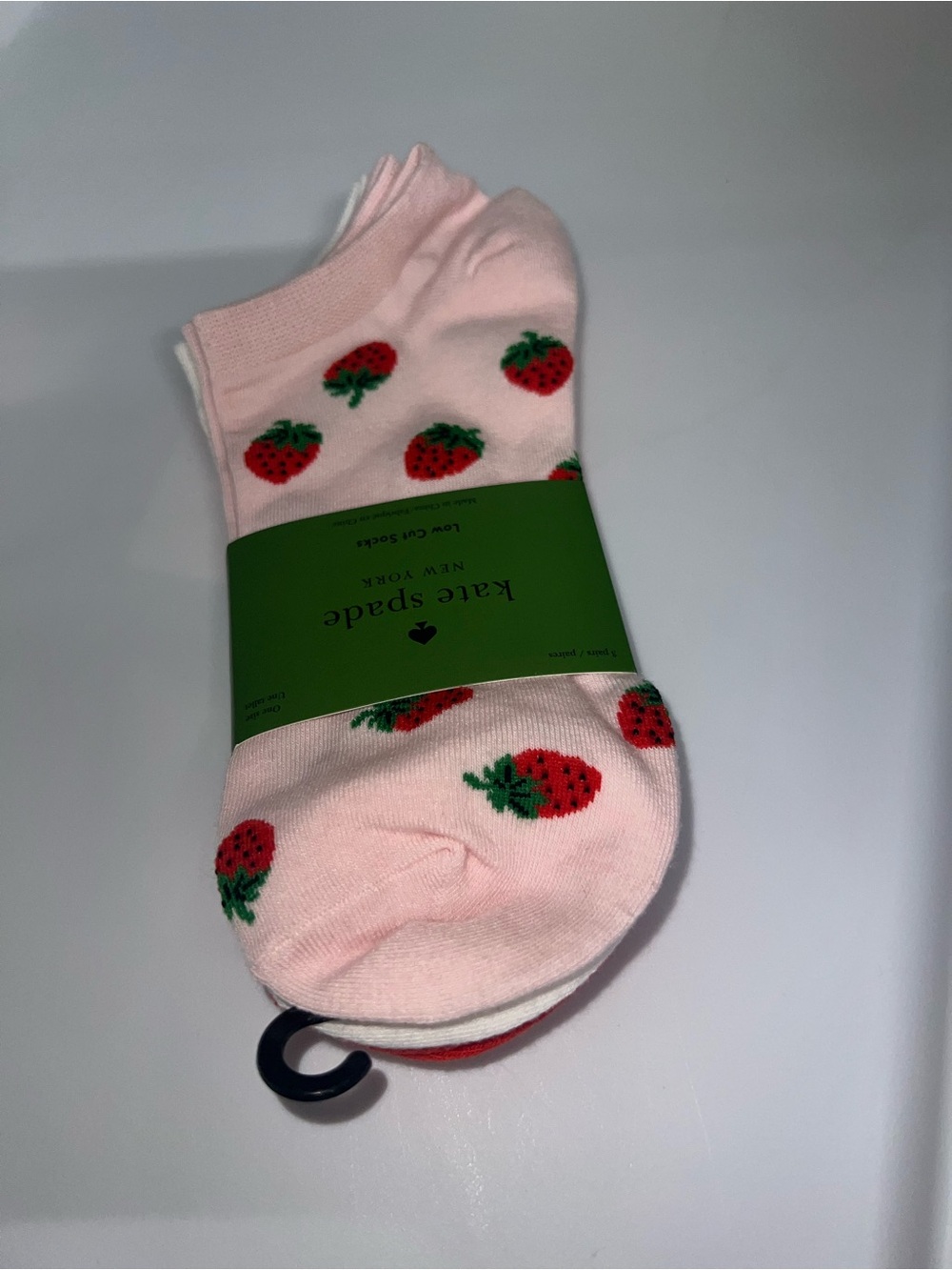 Kate Spade New York Pink Strawberry Low Cut Socks Pack of 3